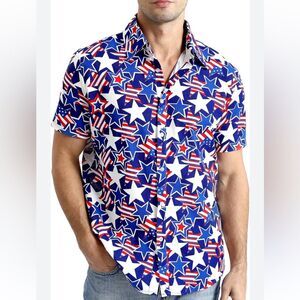 Broken‎ Threads addicted to Summer Men's Patriotic button up shirt Large